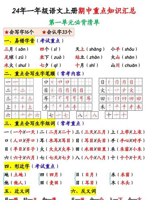 一年级语文：反义词与对立面解析
