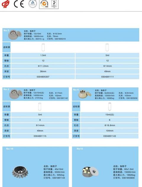 离心机参数对照表