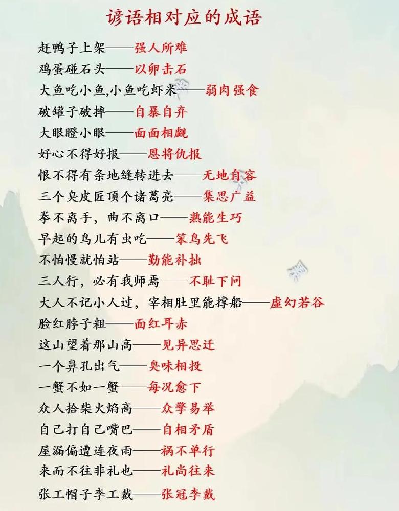 俗语与成语：传统智慧中的相对与对应
